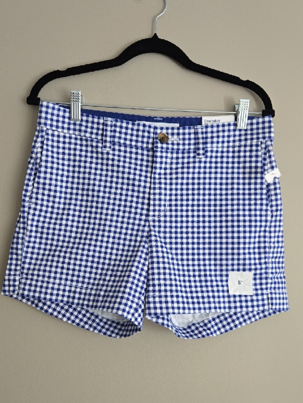 Old Navy Blue and White Gingham Women's Flat Front Shorts